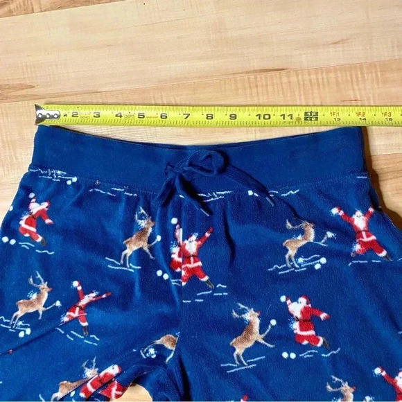 Aeropostale Santa Reindeer Sleep Fleece Pajama Lounge Jogger Navy Christmas M - Picture 4 of 5